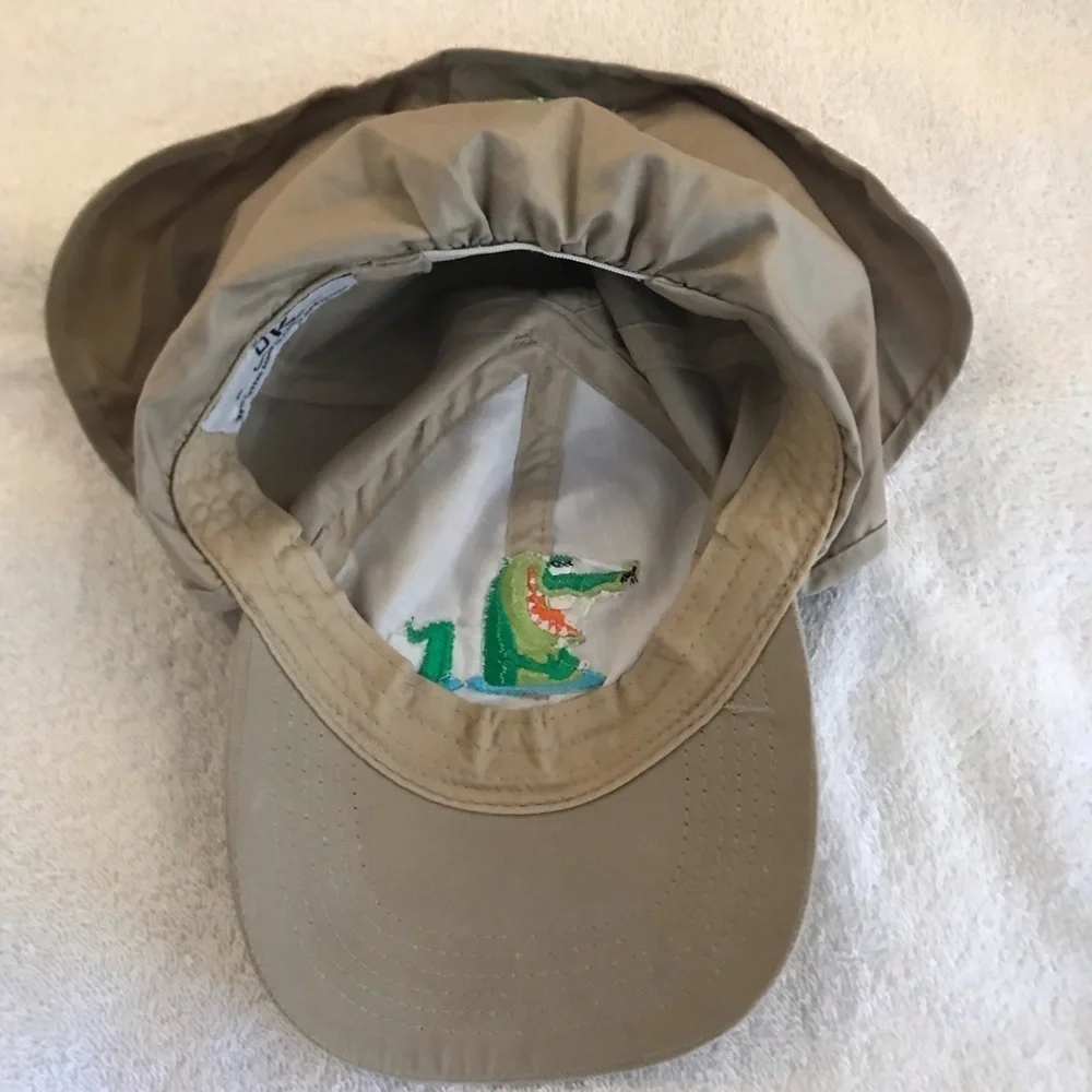 OK Embroidery Miami Beach Adjustable XS-S Alligator Art Neck Flap Beach Cap